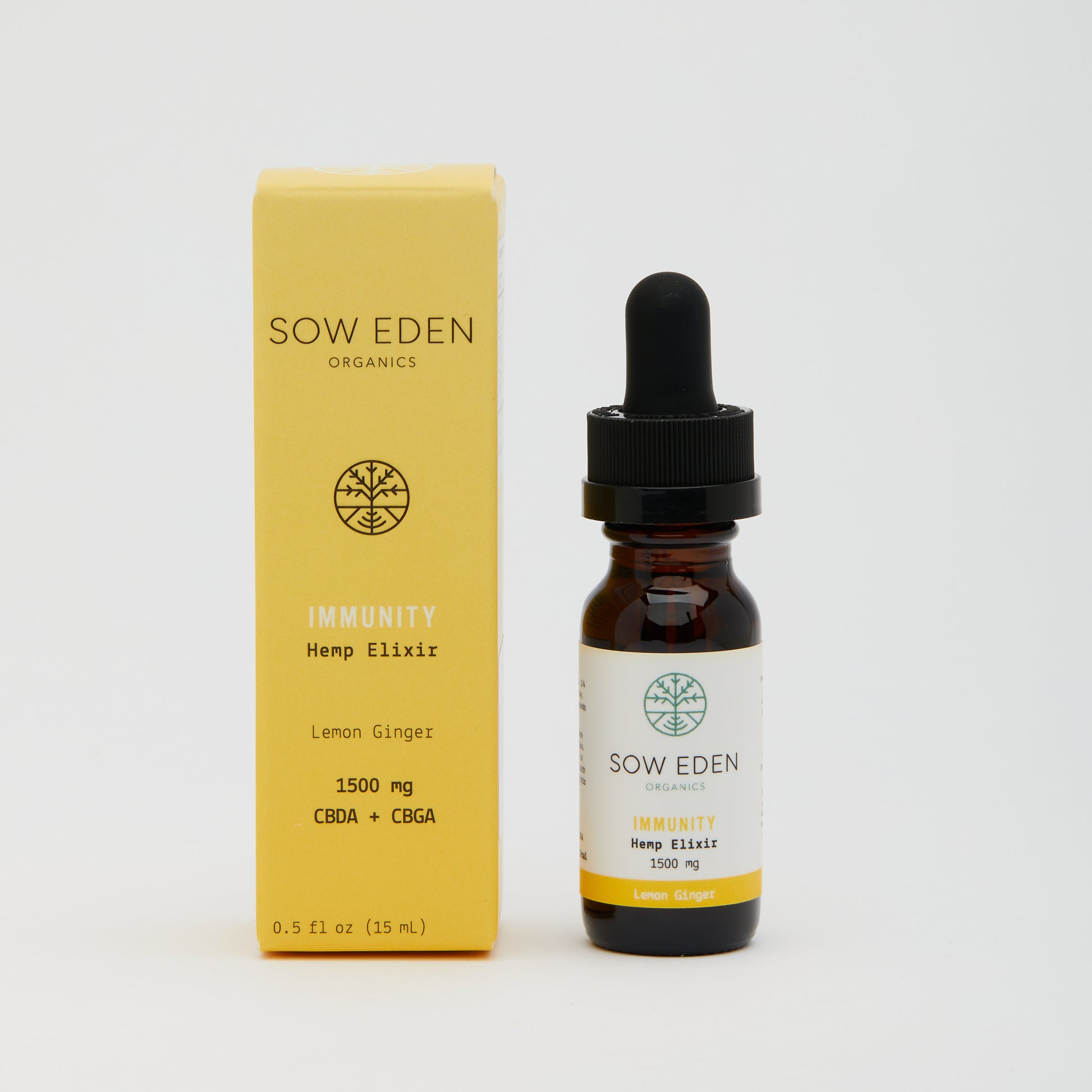 Organic Vegan CBD Immunity Elixir | Lemon Ginger + CBDA & CBGA by Sow Eden
