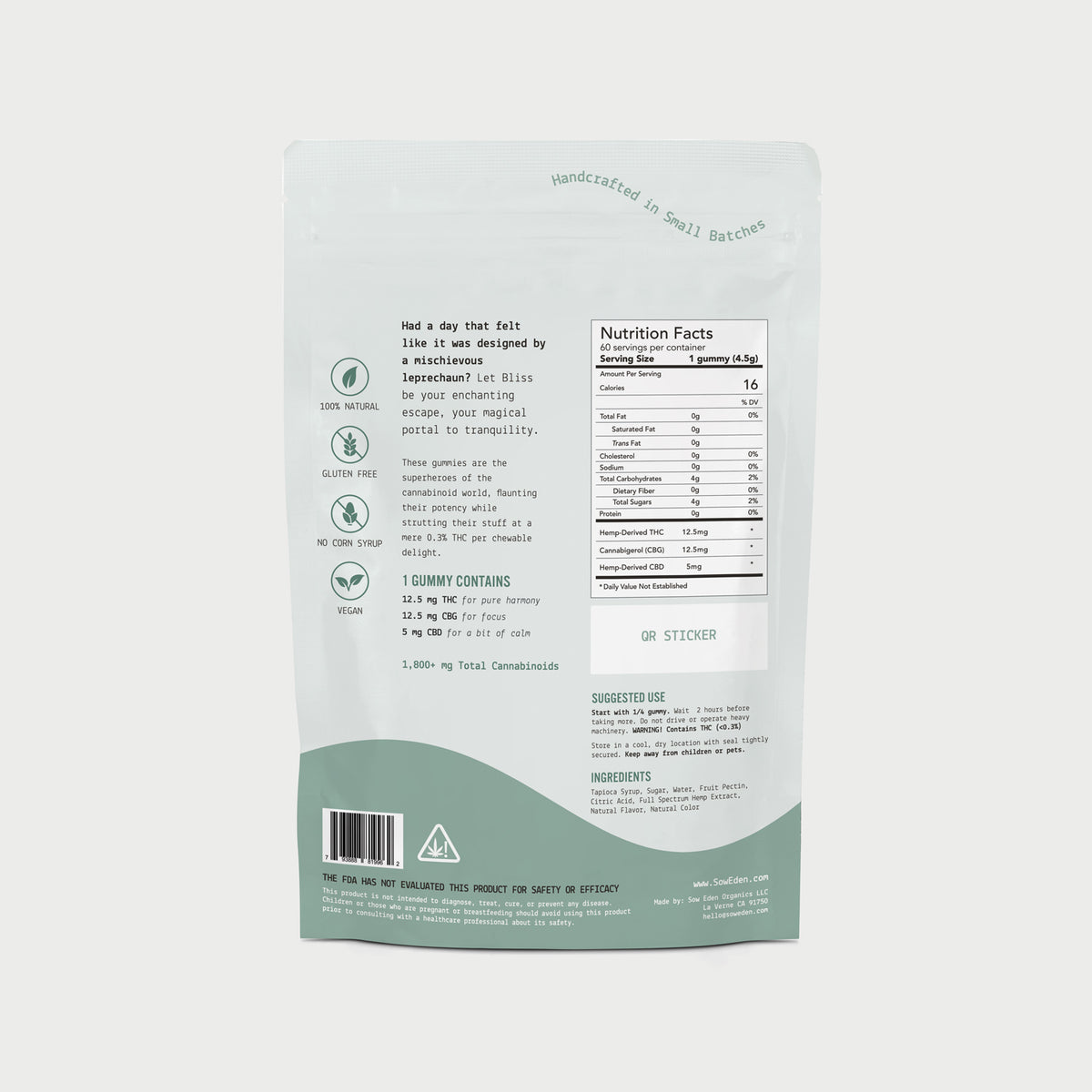 Organic Vegan CBD Bliss Gummy | THC + CBG + CBD Formula by Sow Eden