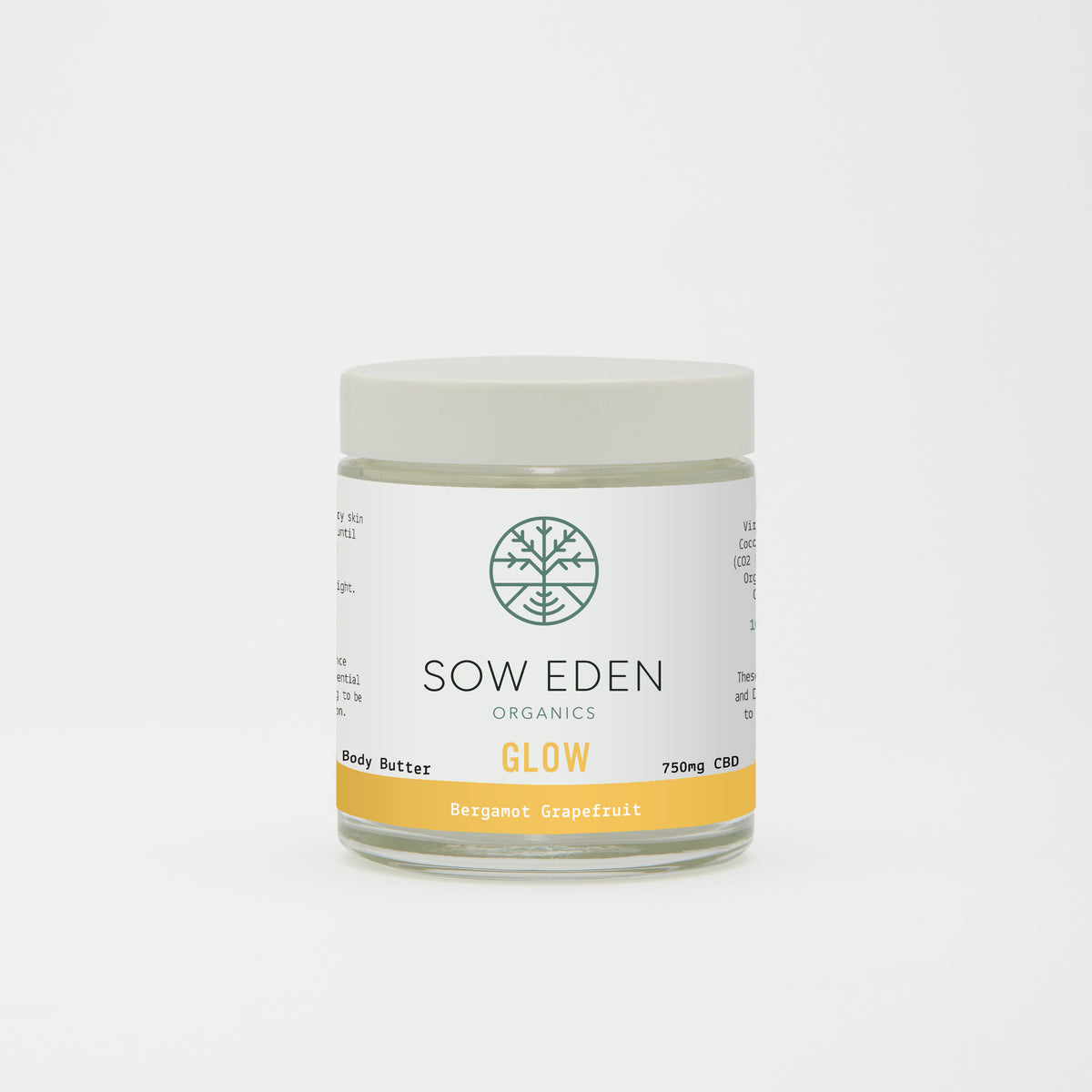 Organic Vegan CBD Glow Body Butter | Bergamot Grapefruit by Sow Eden