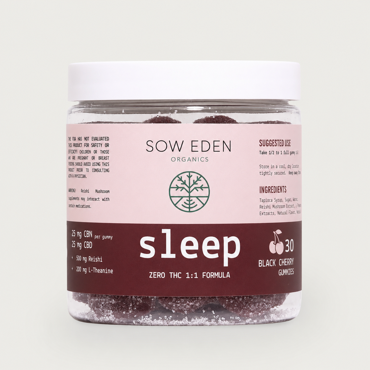 Zero THC Vegan Sleep Gummies | Black Cherry | CBN + CBD with Reishi & L-Theanine