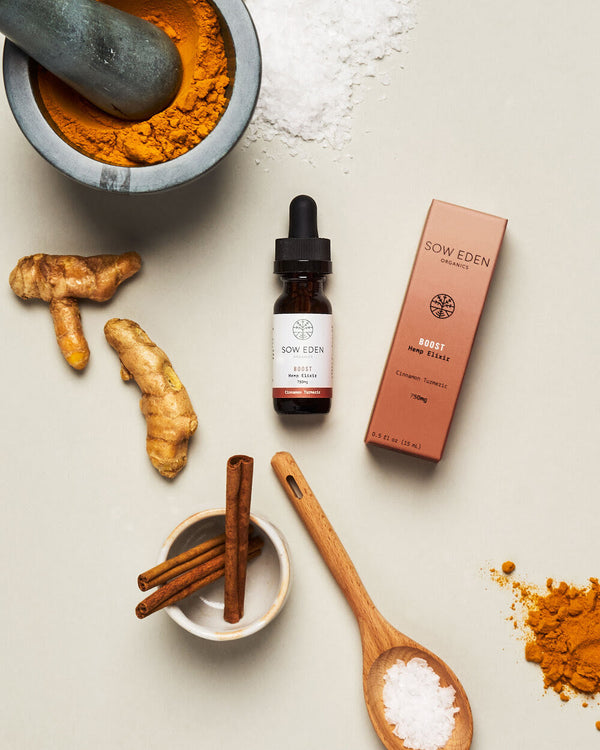 Boost CBD Elixir | Cinnamon Turmeric Tincture | By Sow Eden Organics