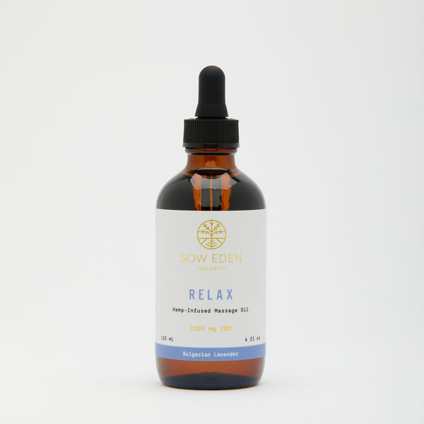 Organic Vegan CBD Relax Massage & Body Oil by Sow Eden