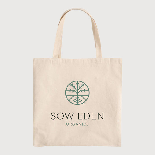 Organic Vegan CBD Sow Eden | Brand Logo Canvas Tote Bag by Sow Eden